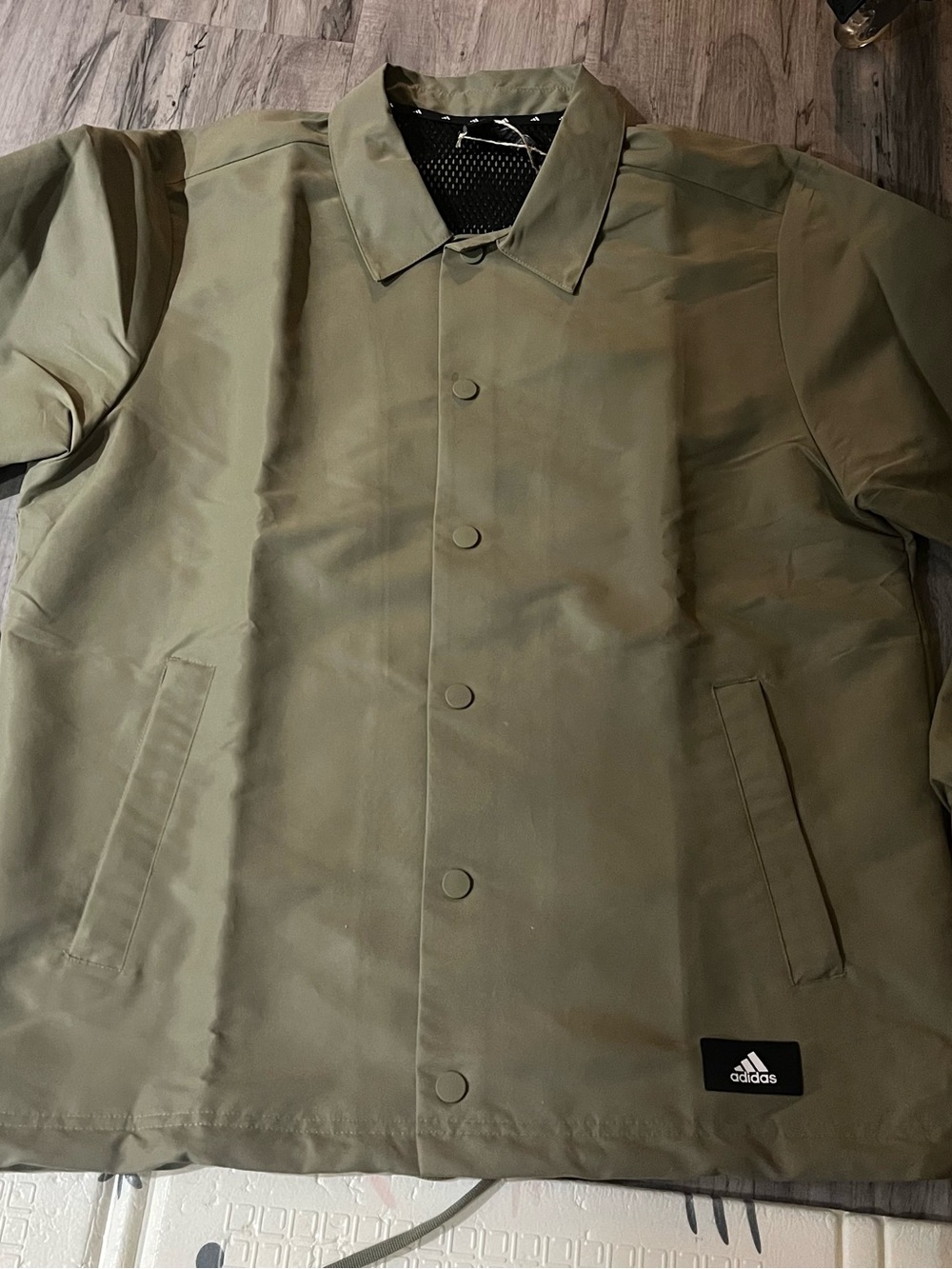 adidas Men's Olive Green Windbreaker Coach Jacket